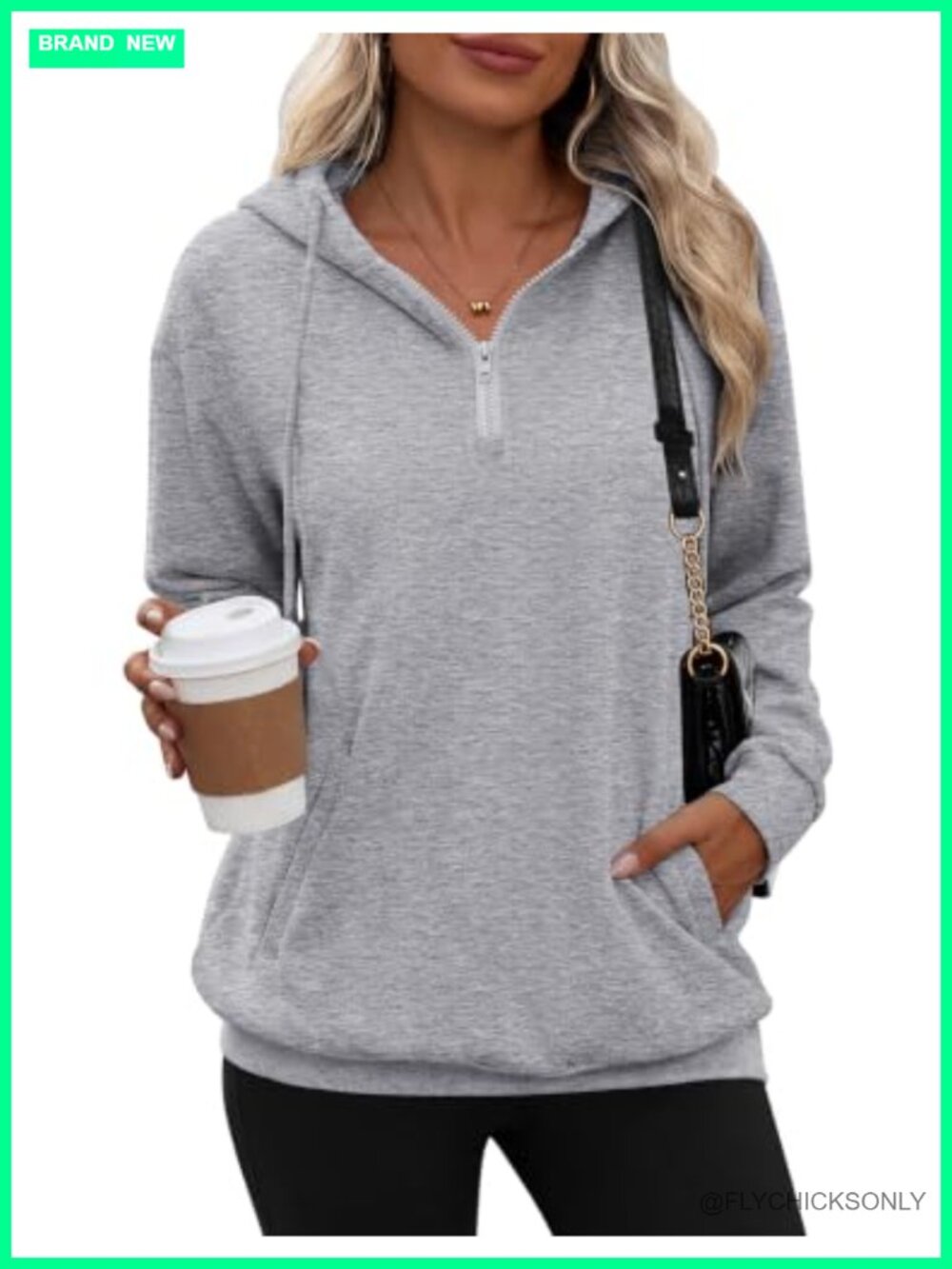 Womens Oversized Half Zip Hoodie Sweatshirt Pullover with Pockets